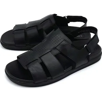 Pánské polobotky Pánské kožené sandále 9-18100-42-022 Caprice černé Barva: black nappa, Velikost: 41