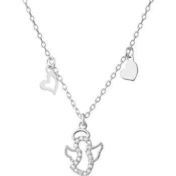 Náhrdelník Stříbrný náhrdelník se zirkony - anděl, srdce - AP536-7479