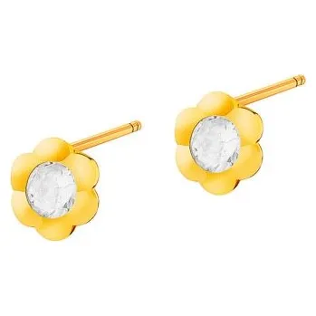 Náušnice Zlaté náušnice se zirkony - květy - AP533-7098