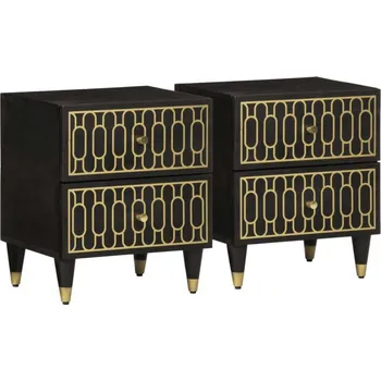 Noční stolek vidaXL Noční stolky 2 ks 40 x 33 x 46 cm masivní mangovníkové dřevo [358247] Barva: Černá