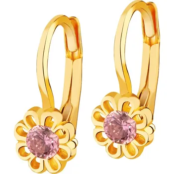 Náušnice Zlaté náušnice se zirkony - květiny - AP537-2555