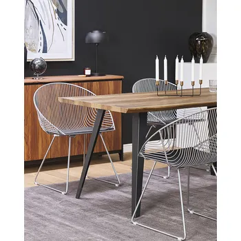 Jídelní židle Sada 2 jídelních židlí stříbrná kovový rám černý podsedák z umělé kůže moderní glamour styl jídelna Beliani