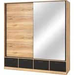 MAGGIE skříň s posuvnými dveřmi, dub mauvella/černá +možnost VÝNOSU + vyzvednutí ZDARMA