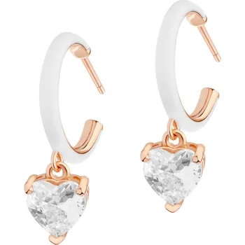 Náušnice Pozlacené náušnice z mosazi s křemeny a smaltem - srdce - AR537-9429