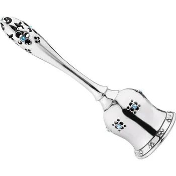 Hračka pro kojence Stříbrné chrastítko s krystaly a jantarem - AP522-4025