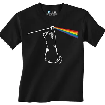 Chlapecké tričko Dětské tričko Kočičí duha - Dark side of the moon (Od 3 do 13 let) (Velikost: 9-11, Barva: Černá)