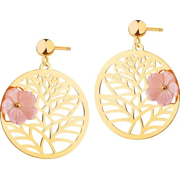 Náušnice Zlaté náušnice s perletí - květy - AP536-5495