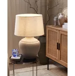 Stolní lampa světle béžová keramická základna bílé látkové stínidlo domácí osvětlení tradiční design Beliani