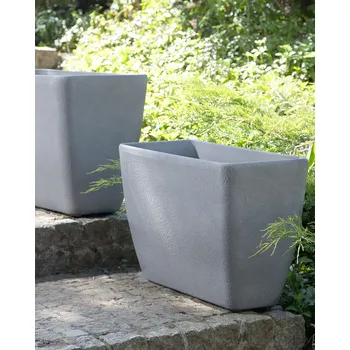 Květináč Květináč šedý kamenný 60 x 27 x 41 cm moderní minimalistický styl ​​dekorace doplňky interiér exteriér Beliani