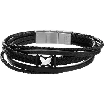 Náramek Náramek z ušlechtilé oceli a kůže - AZ533-7613