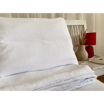 Povlečení Dětské mušelínové povlečení bílá bio bavlna - 140x200 + 50x70 cm