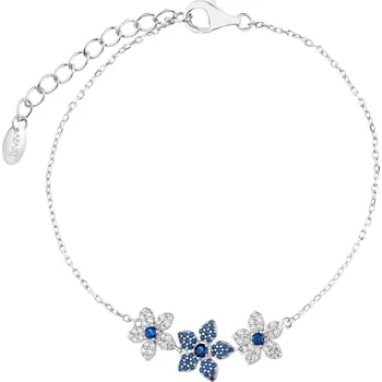 Náramek Stříbrný náramek se zirkony - květy - AP535-4919