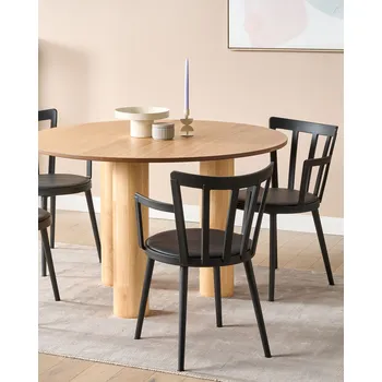 Jídelní židle Sada 4 jídelních židlí Černý syntetický čalouněný sedák z umělé kůže Moderní minimalistický styl Obývací pokoj Beliani