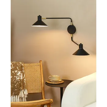 Nástěnné svítidlo Nástěnná lampa z černé kovové oceli se 2 stínidly s nastavitelnými rameny moderní industriální obývací pokoj ložnice Beliani