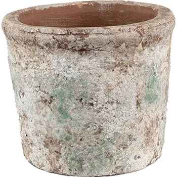 Květináč Dekorativní béžovo-zelený antik terakotový květináč Teracci - Ø 13*11 cm