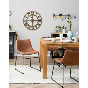 Jídelní židle Sada 2 jídelních židlí hnědá polyesterové čalounění černé kovové nohy moderní industriální styl jídelna Beliani