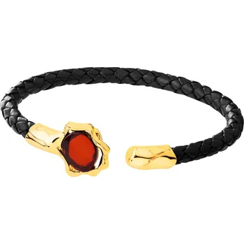 Náramek Náramek s jantarem a prvky z pozlaceného stříbra - AP532-9046