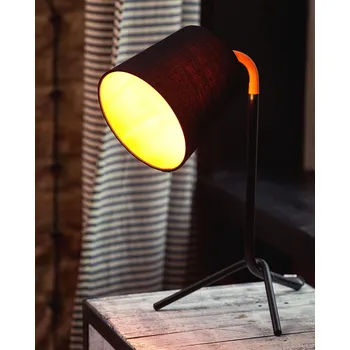Stojací lampa Stolní lampa s černým a oranžovým kovovým základním stínidlem dlouhý kabel s vypínačem moderní minimalistický styl Beliani