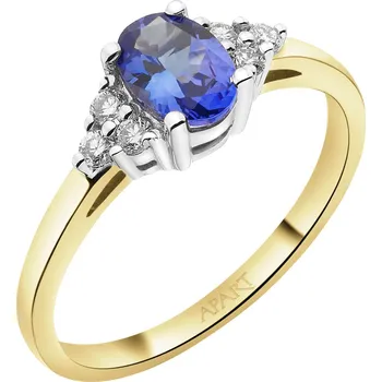 Prsten Prsten ze žlutého a bílého zlata s brilianty a tanzanitem - ryzost 585 - 866