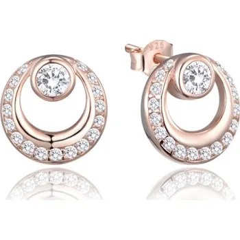 Náušnice Stříbrné zlacené náušnice pecičky s čirými zirkony JMAN0483RE00
