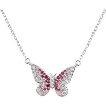 Náhrdelník Stříbrný náhrdelník se zirkony - motýl - AP536-6406