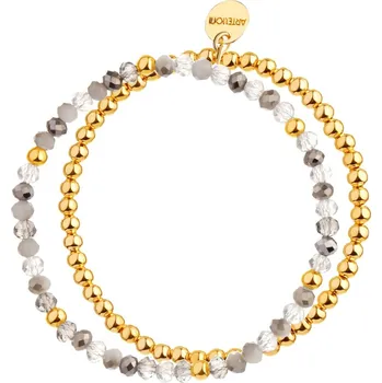 Náramek Pozlacený náramek z mosazi se skleněnými detaily - AR535-7024