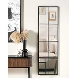 Nástěnné závěsné zrcadlo černé kovové sklo 38 x 132 cm tvar okna obdélníkový kovový rám průmyslový moderní design Beliani