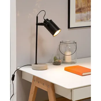 Lampička Kancelářská lampa černá kovová 37 cm betonová základna nastavitelné stínítko kabel s vypínačem průmyslový vzhled Beliani