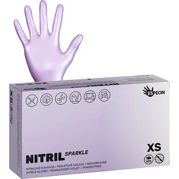 Vyšetřovací rukavice Nitrilové rukavice Espeon Nitril Sparkle - 100 ks, perleťové fialové, velikost XS (100145) + dárek zdarma