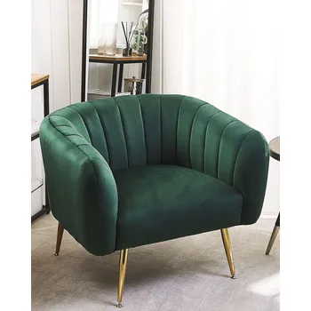 Křeslo Zelené sametové křeslo, zlaté nohy, glamour Beliani