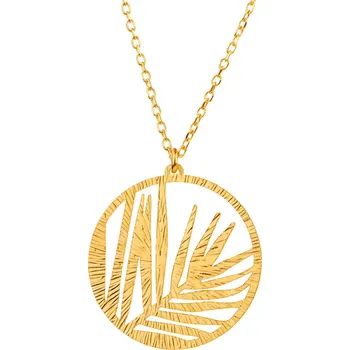 Náhrdelník Pozlacený stříbrný náhrdelník - listy, kroužek - AP531-4297