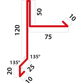 Střecha STATO ST2 - závětrná lišta - spodní r.š.312mm/2m Povrchová úprava: Polyester - 25 µm, Barva oplechování: RAL 7035 - Světle šedá