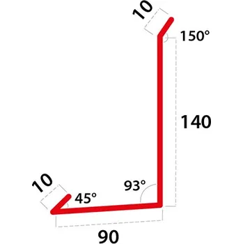 Střecha STATO ST4/1 - lem ke zdi spodní (boční) r.š.250mm/2m Povrchová úprava: Polyester - 25 µm, Barva oplechování: RAL 8004 - Hnědá měděná