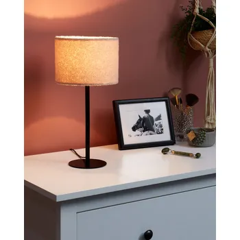 Stojací lampa Stolní noční lampa béžové stínidlo z buklé kovová základna 40 cm moderní styl obývací pokoj ložnice Beliani