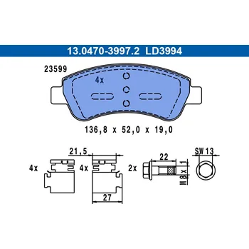 Brzdová destička Sada brzdových destiček, kotoučová brzda ATE 13.0470-3994.2