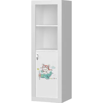 Dětská skříň Regál FILIP I malý s motivem ŽIVOT PANA MYŠÁKA (Bílá)