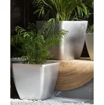 Květináč stříbrný směs hlíny a vláken 41 x 42 x 42 cm lesklý povrch do každého počasí moderní design interiér exteriér Beliani