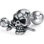 Ocelová šroubovací náušnice Lebka s růží Stříbrná, Typ Pár Impress Jewelry 97k-cube