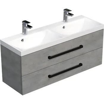 Koupelnový nábytek SAT Koupelnová skříňka s černou úchytkou a umyvadlem SAT Cube Way 120x53x40 cm beton mat CUBE2C120ZBE CUBE2C120ZBE