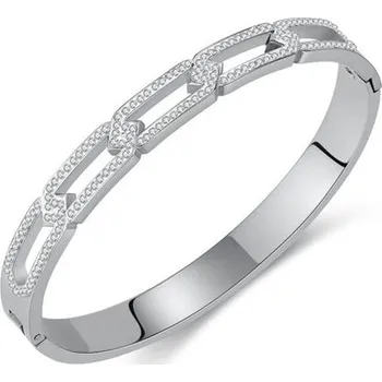 Šperk Dámský oválný náramek z chirurgické oceli s krystaly Stříbrný Titan Jewerly 97k-cube