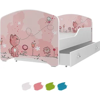 Dětská postel Dětská postel IGOR s motivem KOČIČKA včetně úložného prostoru