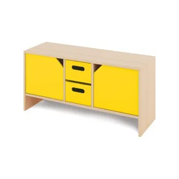 Zahradní úložný box Malá skříň s velkými kartonovými kontejnery a dvířky KLASIKO Žlutá