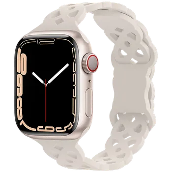 Silikonový úzký perforovaný řemínek pro Apple Watch 38/40/41/42(S10)mm Barevná varianta: Slonová Kost