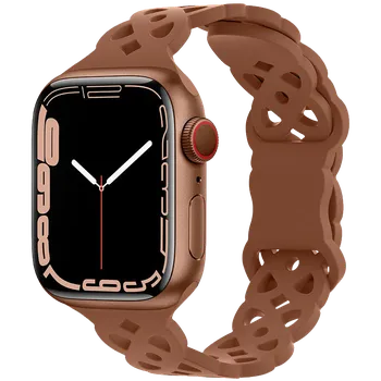 Příslušenství k chytrým hodinkám Silikonový úzký perforovaný řemínek pro Apple Watch 38/40/41/42(S10)mm Barevná varianta: Hnědý
