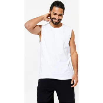 DOMYOS Pánské fitness tílko 500 4XL BÍLÁ