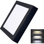 Solight LED mini panel CCT, přisazený, 18W, 1530lm, 3000K, 4000K, 6000K, čtvercový, černá barva WD173-B