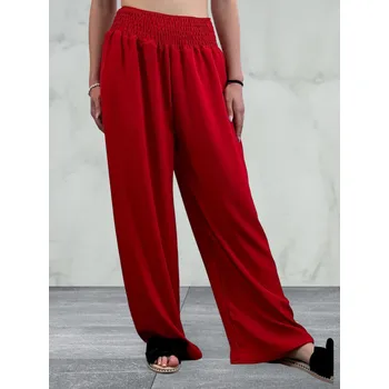 Dámské kalhoty Kalhoty s širokými nohavicemi Barva: červená