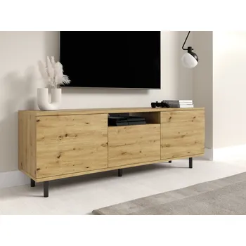 Obývací stěna TV skříňka Log 150 dub srtisan - kulaté kovové nohy