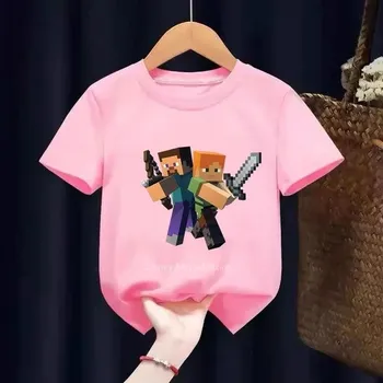 Minecraft TRIČKO s potiskem na motivy hry "Minecraft" Barva: Růžová, Velikost: 140