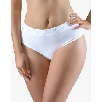 Kalhotky GINA dámské kalhotky klasické, širší bok, s potiskem Disco XVIII 10276P - bílá purpurová - 42/44